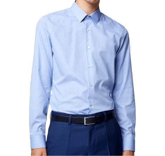 HUGO BOSS Camicia slim fit in popeline di cotone CELESTE Mod. Isko 50413741