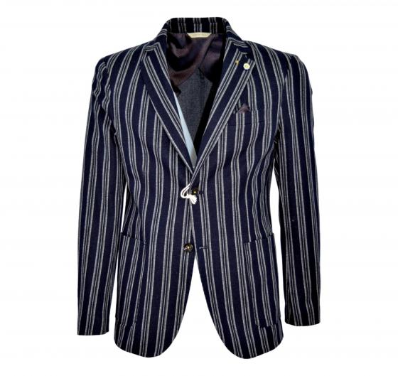 ALESSANDRO GILLES Giacca Sfoderata Uomo Extra Slim Fit GMAT 2357 Riga Blu