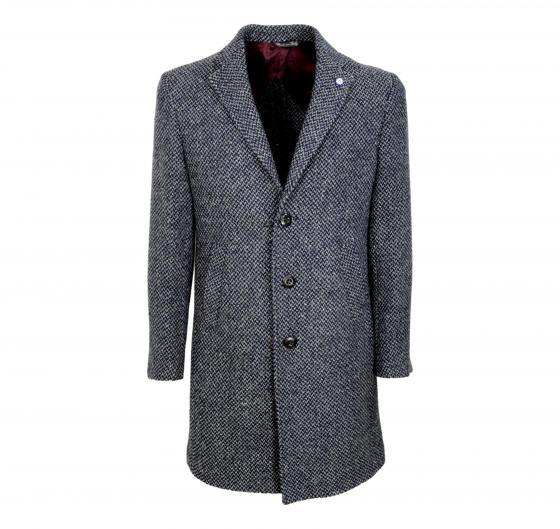 ALESSANDRO GILLES Cappotto Uomo Slim Fit Microfantasia Grigio/Blu Art. 2572