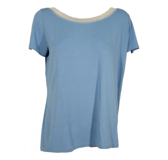 DONATELLA DE PAOLI T SHIRT DONNA 16D1089 CELESTE MADE IN ITALY