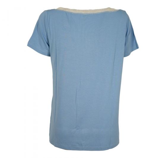 DONATELLA DE PAOLI T SHIRT DONNA 16D1089 CELESTE MADE IN ITALY