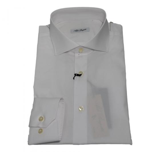 ALDO BUGATTI Camicia Uomo Slim Fit Tessuto Elasticizzato Bianco 06390