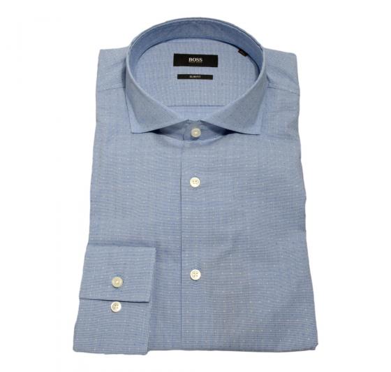 HUGO BOSS Camicia celeste slim fit a motivi Modello Jason - 50427751