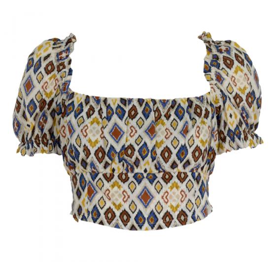 MDM Mademoiselle du monde Top Donna Colore Fantasia Panna mdm119