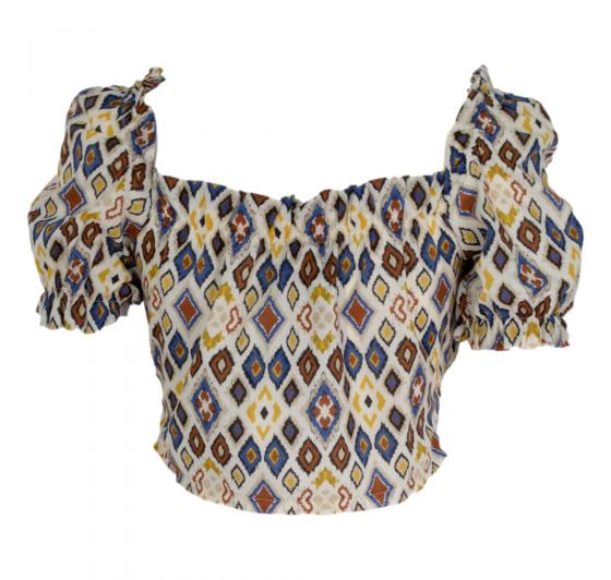 MDM Mademoiselle du monde Top Donna Colore Fantasia Panna mdm119