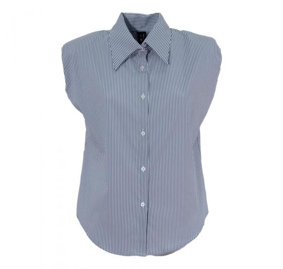 MDM Mademoiselle Du Monde Camicia Donna Colore Blu riga Bianca mdm019