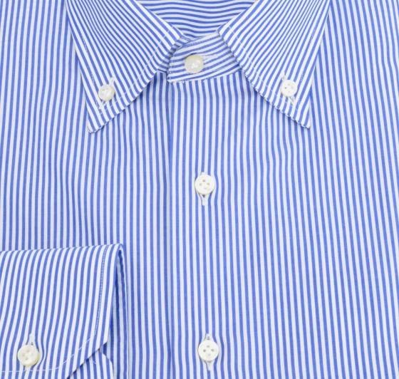 ALDO BUGATTI Camicia Uomo Regular Fit Puro Cotone Botton Down Riga Blu