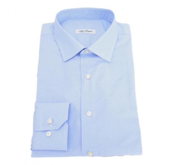 ALDO BUGATTI Camicia Uomo Regular Fit Rega49 71 Puro Cotone Celeste Fantasia