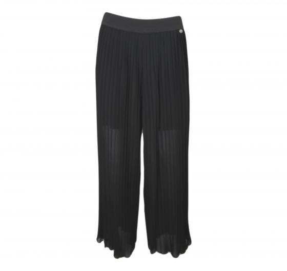 LISA KOTT Pantalone Donna Linea Curvy Style Colore Nero Plisse' 4513