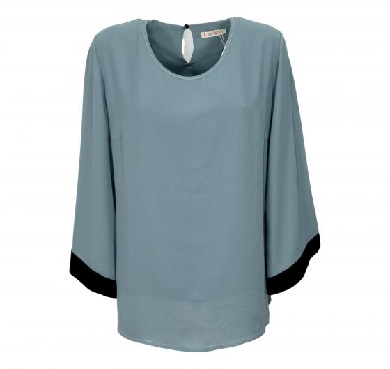 LISA KOTT Blusa 6005 Colore Celeste Nero Linea Curvy Style 6005