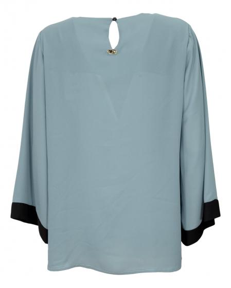 LISA KOTT Blusa 6005 Colore Celeste Nero Linea Curvy Style 6005