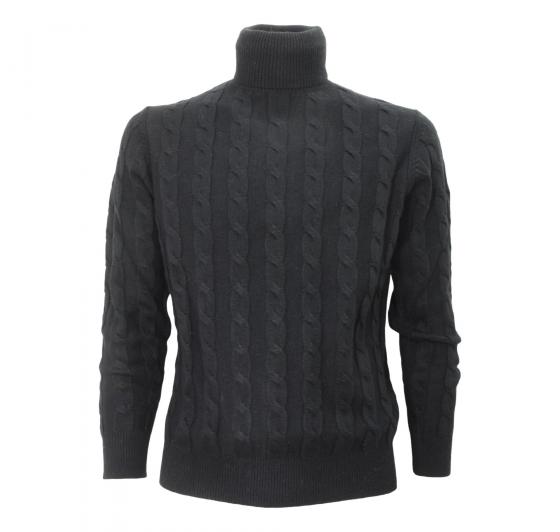 CASHMERE COMPANY Maglia Uomo Dolcevita Treccia 99 IU204715 Cashmere e Lana Colore Nero