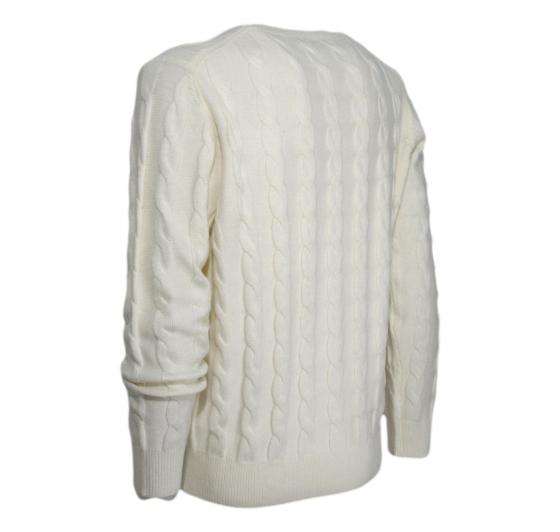 CASHMERE COMPANY Maglia a Treccia Uomo IU721 1234 Cashmere e Lana Bianco