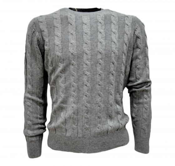 CASHMERE COMPANY Maglia Girocollo Treccia Uomo IU721 1213 Cashmere e Lana Grigio