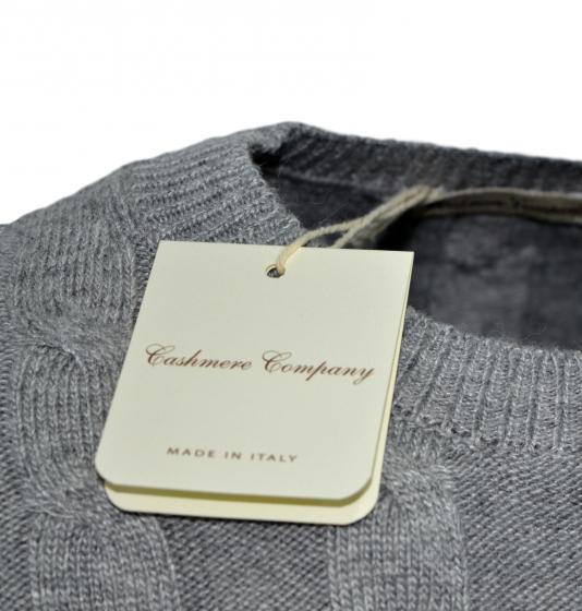 CASHMERE COMPANY Maglia Girocollo Treccia Uomo IU721 1213 Cashmere e Lana Grigio