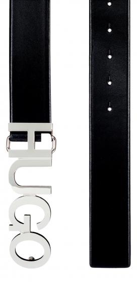 HUGO Cintura Donna in Pelle Fibbia Logo Color Argento Zula Belt 4 cm 50391327 Colore Nero