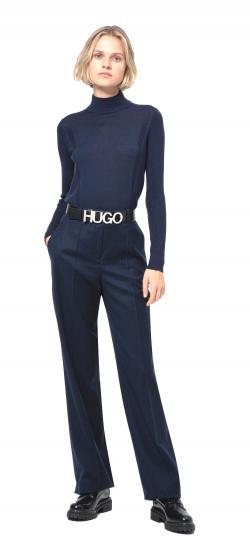 HUGO Cintura Donna in Pelle Fibbia Logo Color Argento Zula Belt 4 cm 50391327 Colore Nero