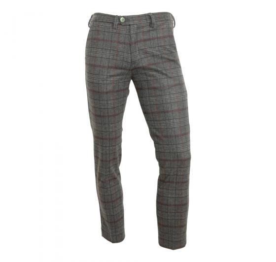 RH RES HOMINE Pantalone Uomo A/I Modello Thommy Colore Quadro marrone