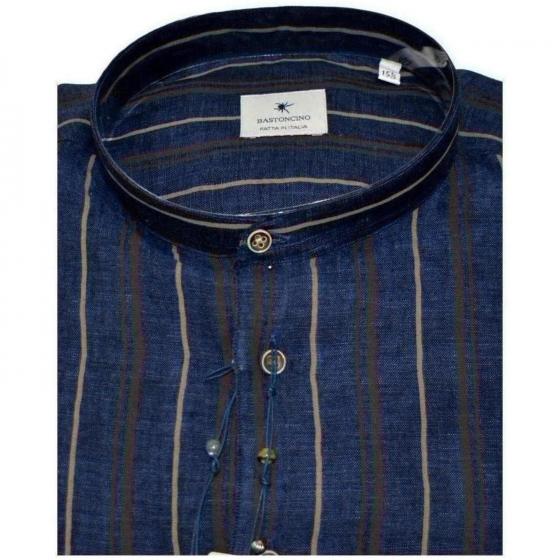 BASTONCINO Camicia Uomo Slim Fit Puro Lino Coreana ART. B1538