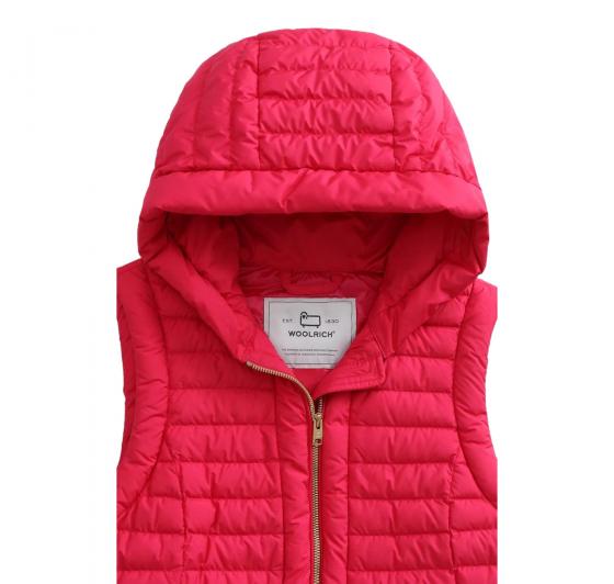 WOOLRICH Gilet Donna Hibiscus Vest con Cappuccio Fucsia CFWWVE0015FRUT2635