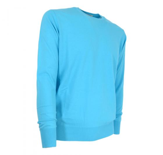 CASHMERE COMPANY Maglia Girocollo Uomo 3330 Cotone Cashmere e Seta Slim fit Colore Celeste