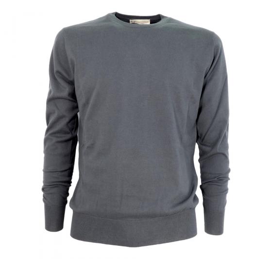 CASHMERE COMPANY Maglia Girocollo Uomo 338 Cotone Cashmere e Seta Slim fit Colore Grigio