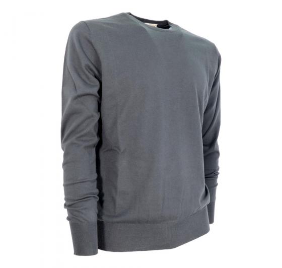 CASHMERE COMPANY Maglia Girocollo Uomo 338 Cotone Cashmere e Seta Slim fit Colore Grigio