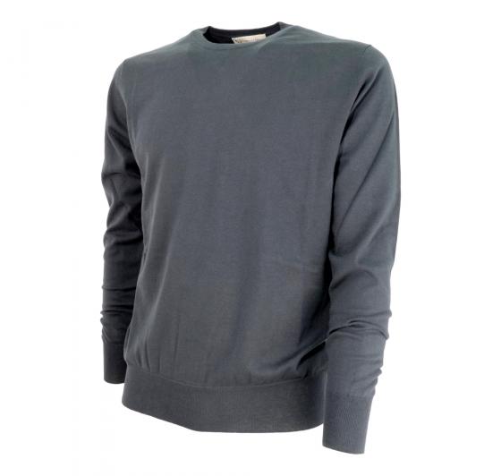 CASHMERE COMPANY Maglia Girocollo Uomo 338 Cotone Cashmere e Seta Slim fit Colore Grigio