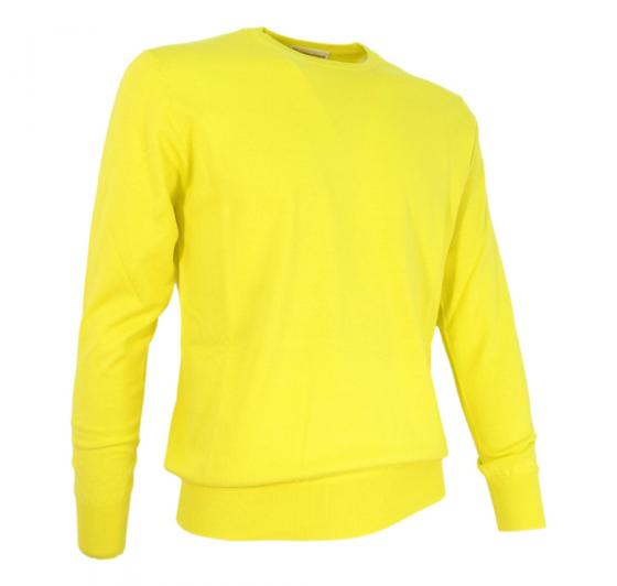 CASHMERE COMPANY Maglia Girocollo Uomo 3338 Cotone Cashmere e Seta Slim fit Colore Lime