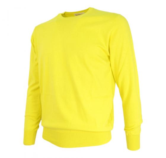 CASHMERE COMPANY Maglia Girocollo Uomo 3338 Cotone Cashmere e Seta Slim fit Colore Lime