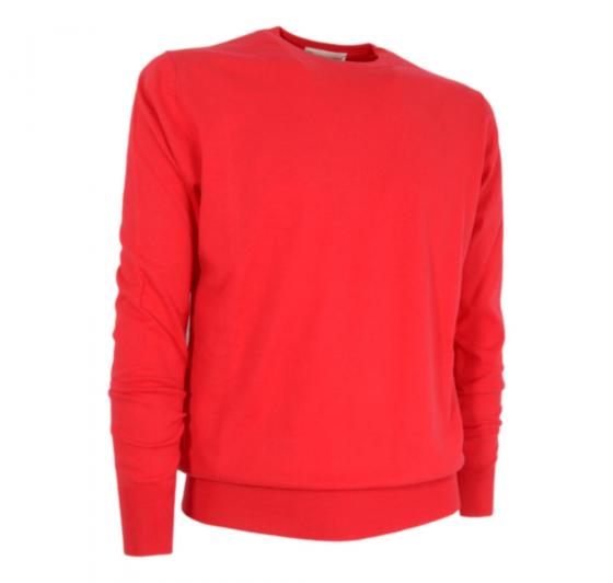 CASHMERE COMPANY Maglia Girocollo Uomo 333 Cotone Cashmere e Seta Slim fit Colore Rosso