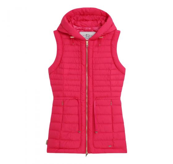 WOOLRICH Gilet Donna Hibiscus Vest con Cappuccio Fucsia CFWWVE0015FRUT2635