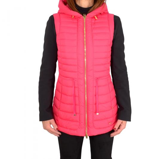 WOOLRICH Gilet Donna Hibiscus Vest con Cappuccio Fucsia CFWWVE0015FRUT2635