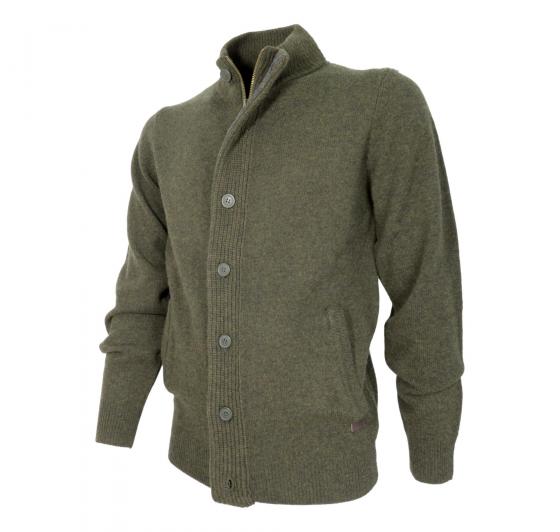 BARBOUR Maglione con Zip e Bottoni Toppa MKN0731GN73 Colore Alga Marina