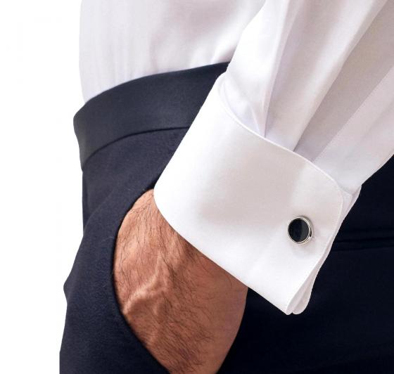XACUS Camicia Cerimonia Uomo Doppi Polsi Collo italiano Tinta Unita Twill 11209001 Bianco