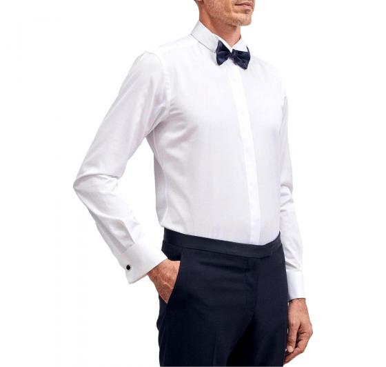 XACUS Camicia Collo diplomatico Tinta Unita Doppi Polsi 11231001 Tela Bianco