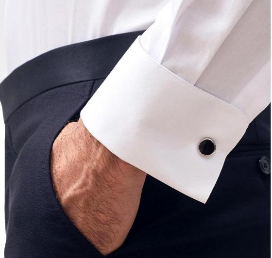 XACUS Camicia Collo diplomatico Tinta Unita Doppi Polsi 11231001 Tela Bianco