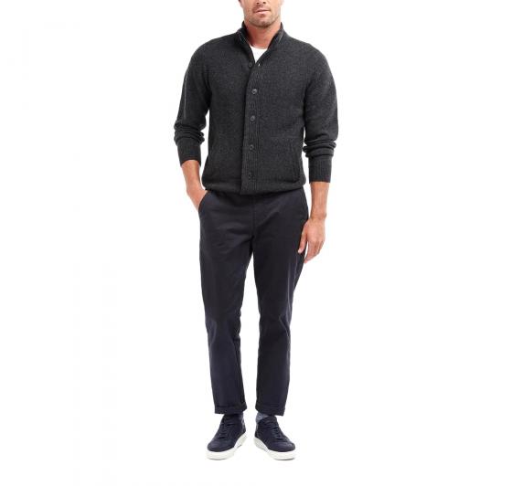 BARBOUR Maglione Uomo con Zip e Toppe MKN0731CH51 Grigio Elegante Casual