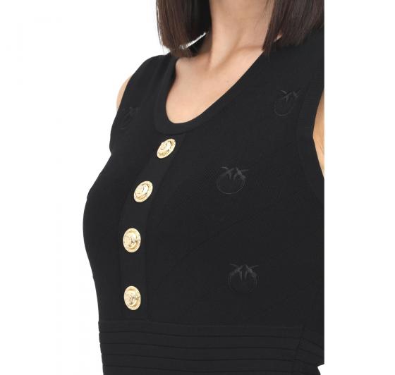 PINKO Abito Donna Rose Nero Jacquard Love Birds