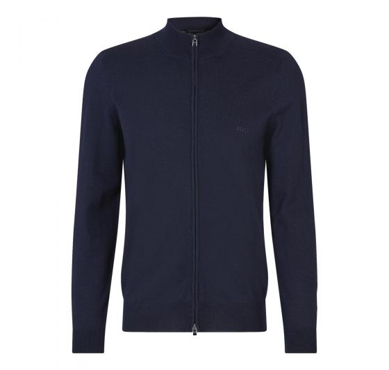 BOSS Cardigan In Lana Con Zip e Logo Regular Fit Balonso 50476347 Blu