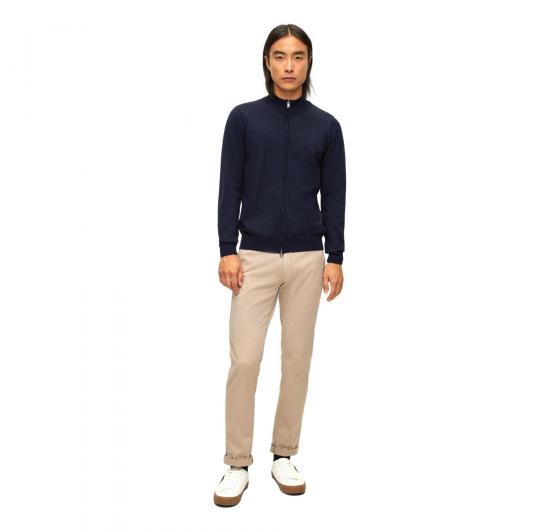 BOSS Cardigan In Lana Con Zip e Logo Regular Fit Balonso 50476347 Blu