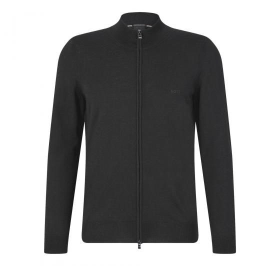 BOSS Cardigan In Lana Con Zip e Logo Regular Fit Balonso 50476347 Nero