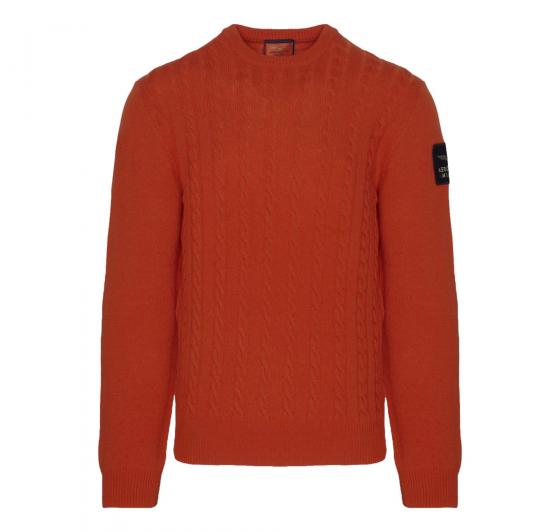 AERONAUTICA MILITARE Pullover a trecce in lana vergine MA1395 Arancio