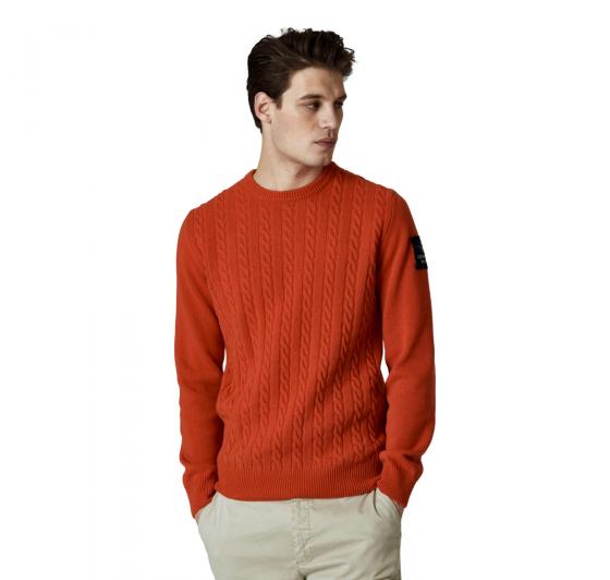 AERONAUTICA MILITARE Pullover a trecce in lana vergine MA1395 Arancio