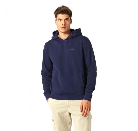 AERONAUTICA MILITARE Felpa con cappuccio e tasca marsupio FE1695 Blu