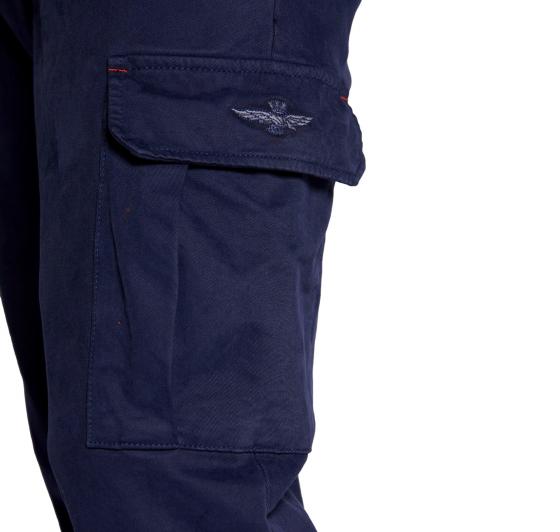 AERONAUTICA MILITARE Pantalone cargo in gabardina stretch PA1492 Blu