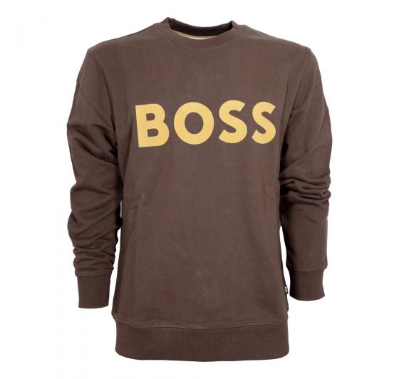 BOSS Felpa in Cotone Con Stampa Flok Del Logo 50477309 Marrone