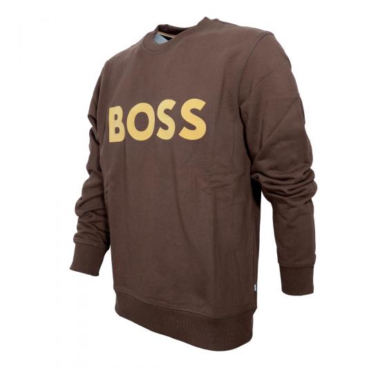 BOSS Felpa in Cotone Con Stampa Flok Del Logo 50477309 Marrone