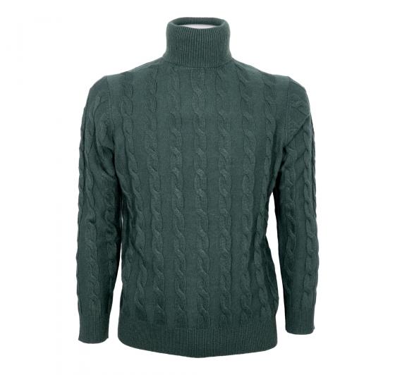 CASHMERE COMPANY Dolcevita Uomo Treccia 1222 IU204715 Slim Fit Cashmere e Lana Verde