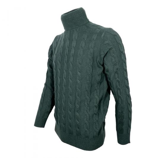 CASHMERE COMPANY Dolcevita Uomo Treccia 1222 IU204715 Slim Fit Cashmere e Lana Verde